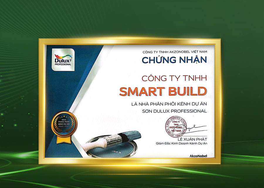 Giấy chứng nhận Smart Build là Nhà phân phối kênh dự án sơn Dulux Professional